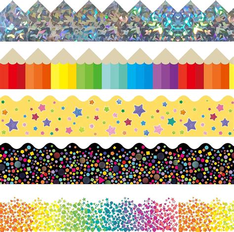 Bulletin Board Borders Decorations 100 Pieces 100 Feet, Scalloped ...