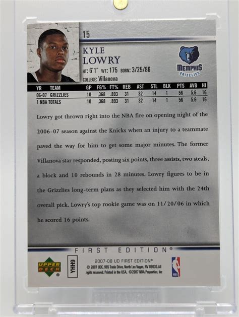 2007-08 Upper Deck First Edition Kyle Lowry Memphis Grizzlies #15 NBA | eBay