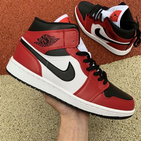 2020 Release Air Jordan 1 Mid “Chicago Black Toe” High Quality 554724-069 | Nike red sneakers ...