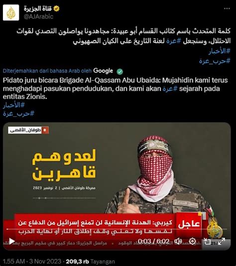 Abu Ubaidah muncul menyampaikan capaian Al-Qassam dalam Perang Darat ...