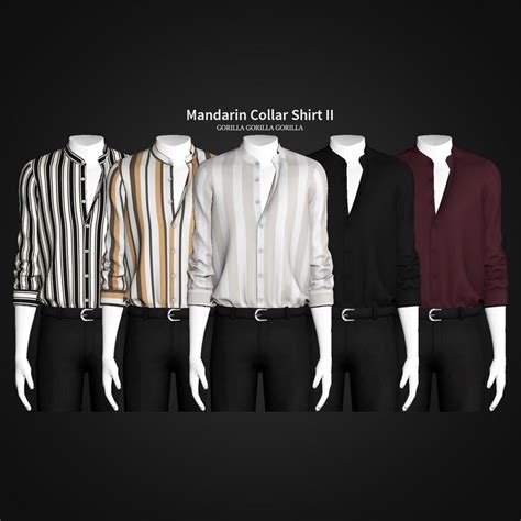 Mandarin Collar Shirt II | Gorilla Gorilla Gorilla | Sims 4 male clothes, Sims 4 men clothing ...