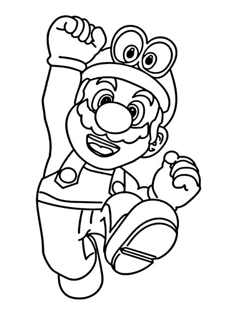 Mario from Super Mario Odyssey Coloring Page - Free Printable Coloring Pages