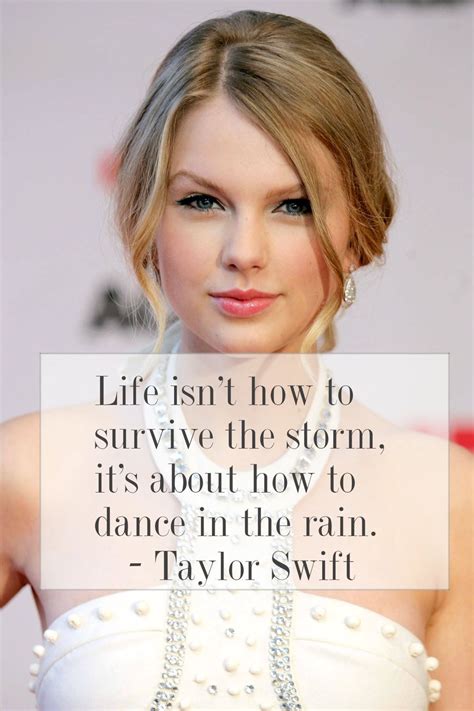 Inspiring Quote from Taylor Swift, "Life isn't how to survive the storm ...