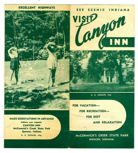 Canyon Inn Brochure McCormick Creek State Park Indiana 1950s - 1940-59