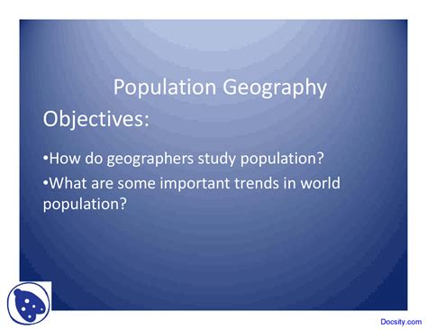 Population Geography - Geography - Lecture Slides - Docsity