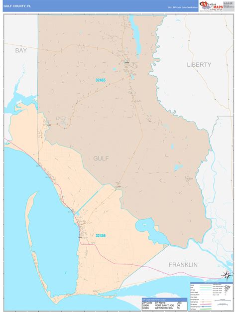 Gulf County, FL Wall Map Color Cast Style by MarketMAPS - MapSales.com