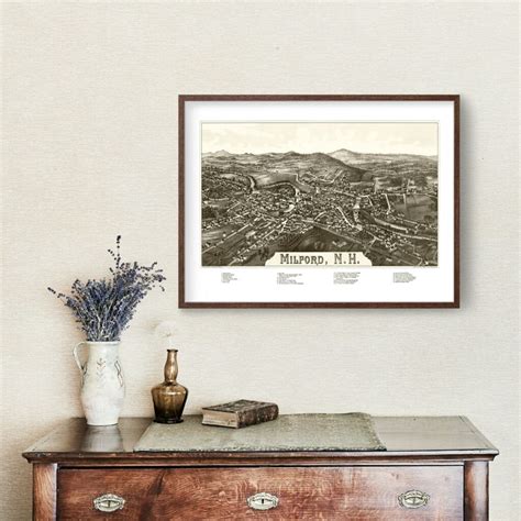 Vintage Map of Milford, New Hampshire 1886 by Ted's Vintage Art