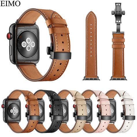 Genuine Leather Strap for Apple Watch Band Hermes Iwatch series 4 3 2 1 44mm 40mm Stainless ...