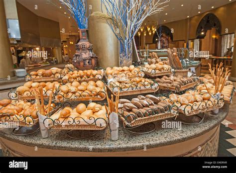 Bread selection display at luxury hotel hotel buffet restaurant Stock Photo - Alamy