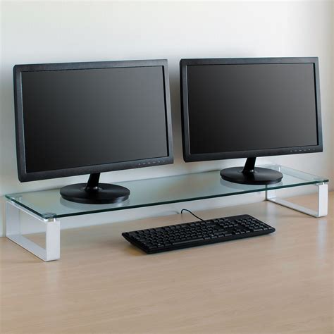 X Large Double Monitor Riser Stand PC/iMac Screen TV Display Shelf ...