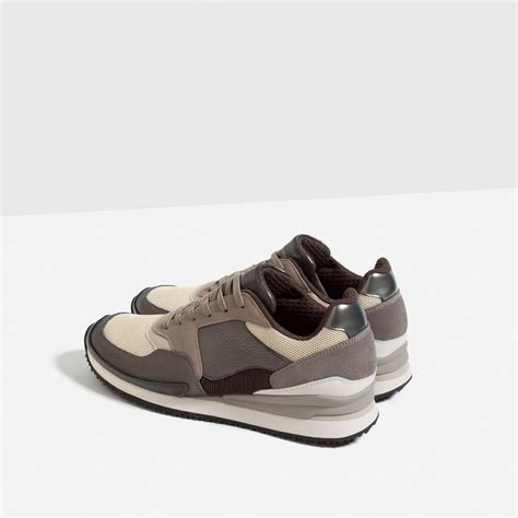 Zara Contrast Sneakers in Natural for Men | Lyst