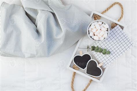 Romantic breakfast in bed. Valentine concept 11412910 Stock Photo at Vecteezy