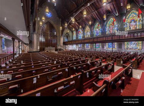 Interior of the First Presbyterian Church on Sixth Avenue in downtown ...