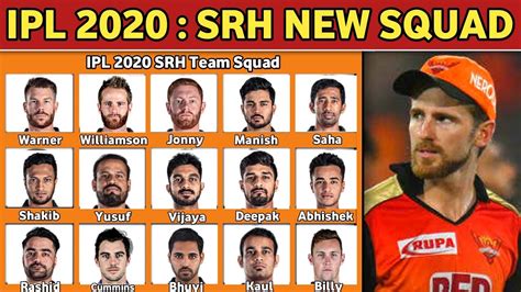 IPL 2020 - Sunrisers Hyderabad(SRH) Team Full Squad - YouTube