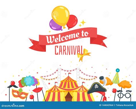 Carnival Banner Design Template Stock Vector - Illustration of happy, mustache: 144042964