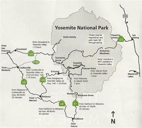 Yosemite National Park map showing Mariposa Grove | Yosemite national park map, Lake tahoe trip ...