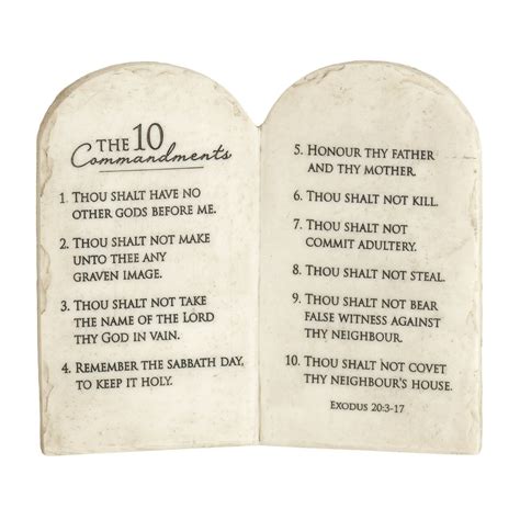 10 Commandments Whitewash Stone Tablet 6x6.5 Resin Wall and Tabletop ...