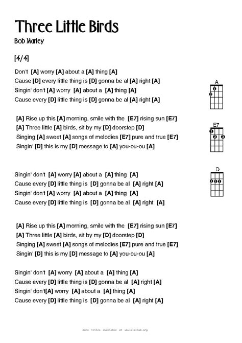 Three Little Birds - Bob Marley and the Wailers | Ukulele Club Amsterdam | Ukulele chords songs ...