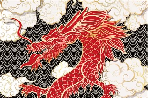 Chinese Dragon Vector Illustrations By ilonitta | TheHungryJPEG