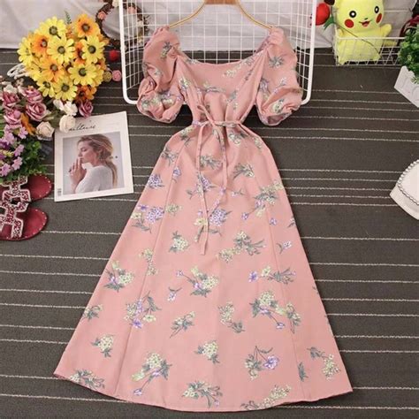 Summer dress for women casual korean lady formal dress for women floral ...