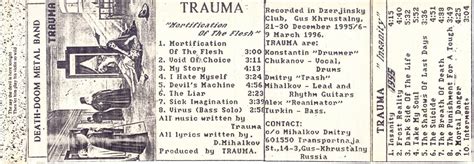 Trauma - Mortification of the Flesh / Insanity - Encyclopaedia Metallum: The Metal Archives