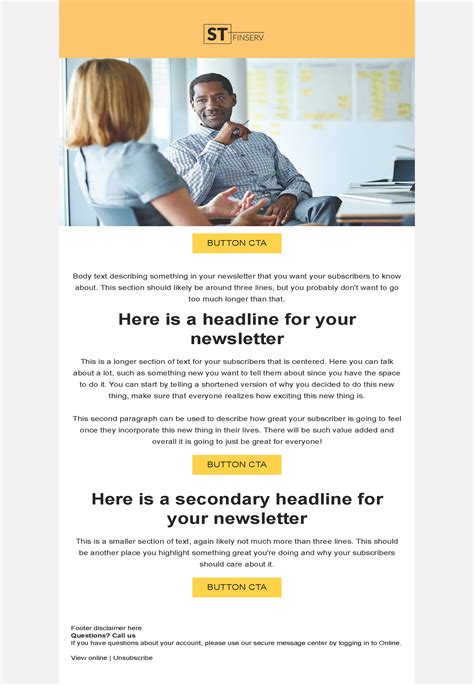 Newsletter 2 email template for a highly regulated company for Pardot - Stensul