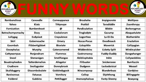 List Of Funny Words In English - Vocabulary Point