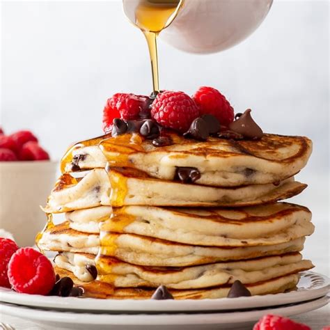 Super Fluffy Gluten Free Chocolate Chip Pancakes - The Loopy Whisk