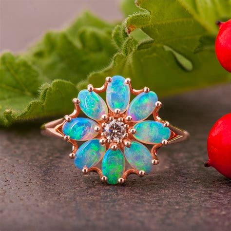 Vintage Opal Ring Opal Flower Ring | Etsy