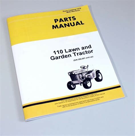 PARTS MANUAL FOR JOHN DEERE 110 LAWN GARDEN TRACTOR MOWER CATALOG SN 2 | Peaceful Creek