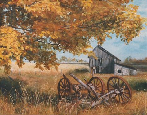 Fall Farm Scene Painting by Cathy Geiger