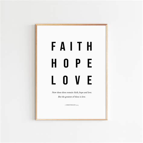 Faith Hope Love 1 Corinthians 13:13 Bible Verse Printable Wall - Etsy