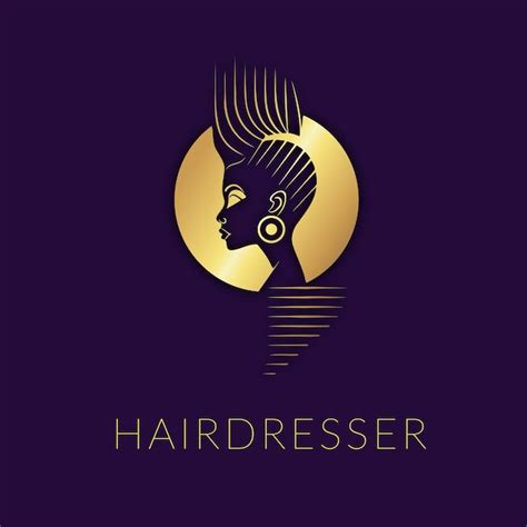 Premium Vector | Woman hair salon golden logo design afro hairstylist