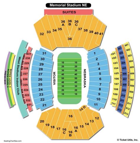 Nebraska Huskers Memorial Stadium Seating Chart | Elcho Table