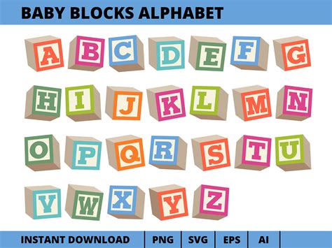 Baby Blocks Alphabet Clipart, Toy Blocks Alphabet Vector Png Svg Eps Ai ...