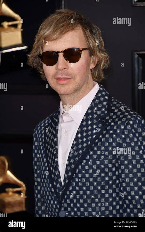 Beck arrives at the 61st Annual Grammy Awards red carpet at the Staples ...