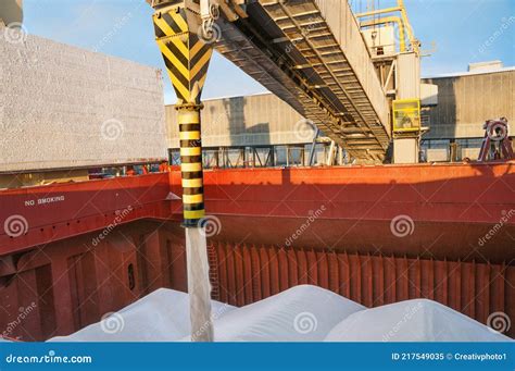 Loading Bulk Cargo into the Hold of a Bulk Carrier in the Port Stock ...