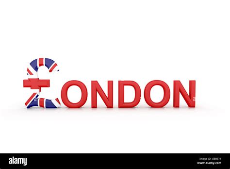 3d illustration Text London with currency symbol Stock Photo - Alamy