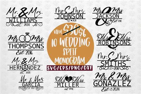 Wedding Split Monogram Bundle EPS SVG DXF JPG PNG By CoralCuts | TheHungryJPEG