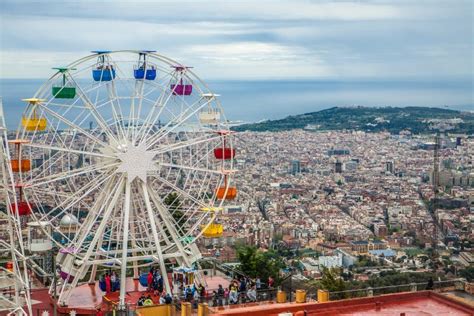 Barcelona Panoramic View from Tibidabo Mountain Editorial Photo - Image ...