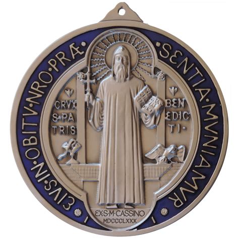 6"St. Benedict Wall Medal with blue enamel - Our Lady of Guadalupe Monastery Giftshop