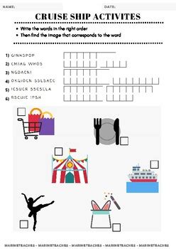 Cruise Ship Activities - Worksheet by Marine Teaches | TpT