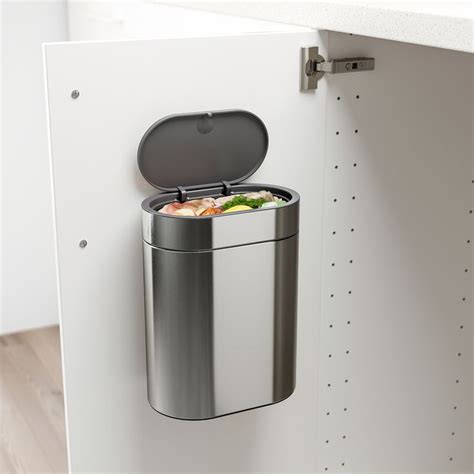 BROGRUND Touch top trash can, stainless steel, 1 gallon - IKEA | Bathroom trash can, Kitchen ...