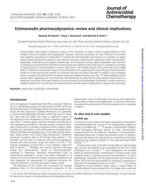 (PDF) Echinocandin pharmacodynamics: Review and clinical implications