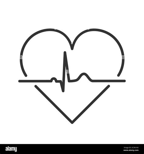 Heart with pulse outline on white background. Heartbeat EKG or ECG line ...