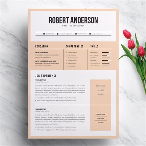 Modern Creative Resume Template for MS Word Format CV, Minimalist CV ...