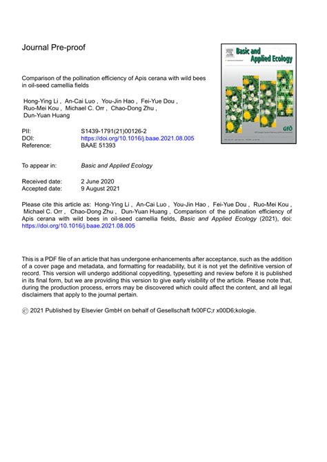 (PDF) Comparison of the pollination efficiency of Apis cerana with wild bees in oil-seed ...