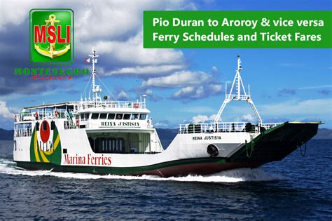 2020 Montenegro Lines Pio Duran-Aroroy: Schedule & Ticket Fares