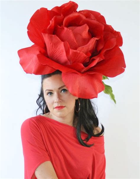 The Original Giant Red Rose Huge Fascinator | Etsy | Flower hats ...