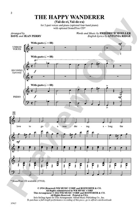 The Happy Wanderer: 2-Part Choral Octavo: Friedrich Moeller - Digital Sheet Music Download